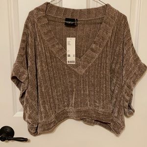 Cropped Taupe Sweater (short sleeve)